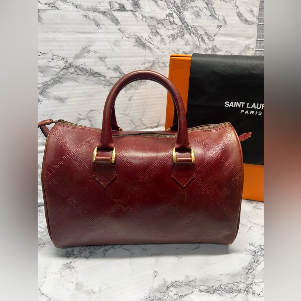 Yves Saint Laurent YSL Bordeaux Leather Boston Bag [Vintage]
